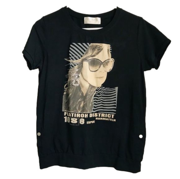 NWOT Black T-Shirt w/ Pockets - Picture 1 of 5